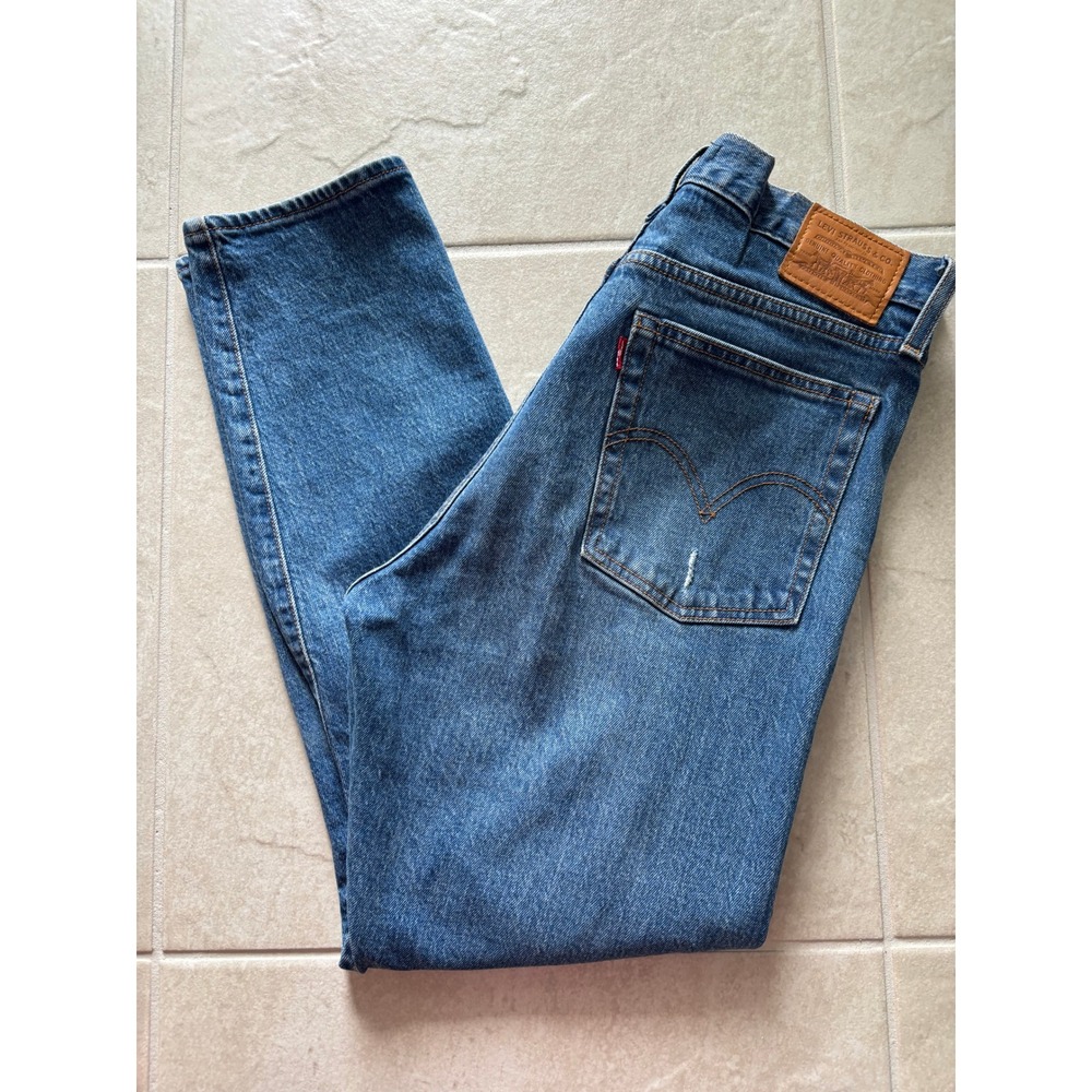 Levis Jeans Womens 29 Blue Wedgie Straight Button Fly High Rise Dark Wash Denim‎ - Picture 5 of 9